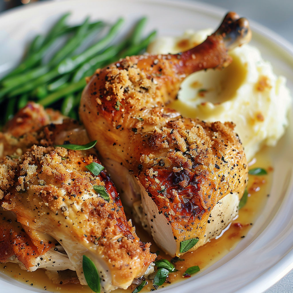 Du poulet grillé avec des légumes verts et des pommes de terre. Une recette savoureuse et délicieuse.
