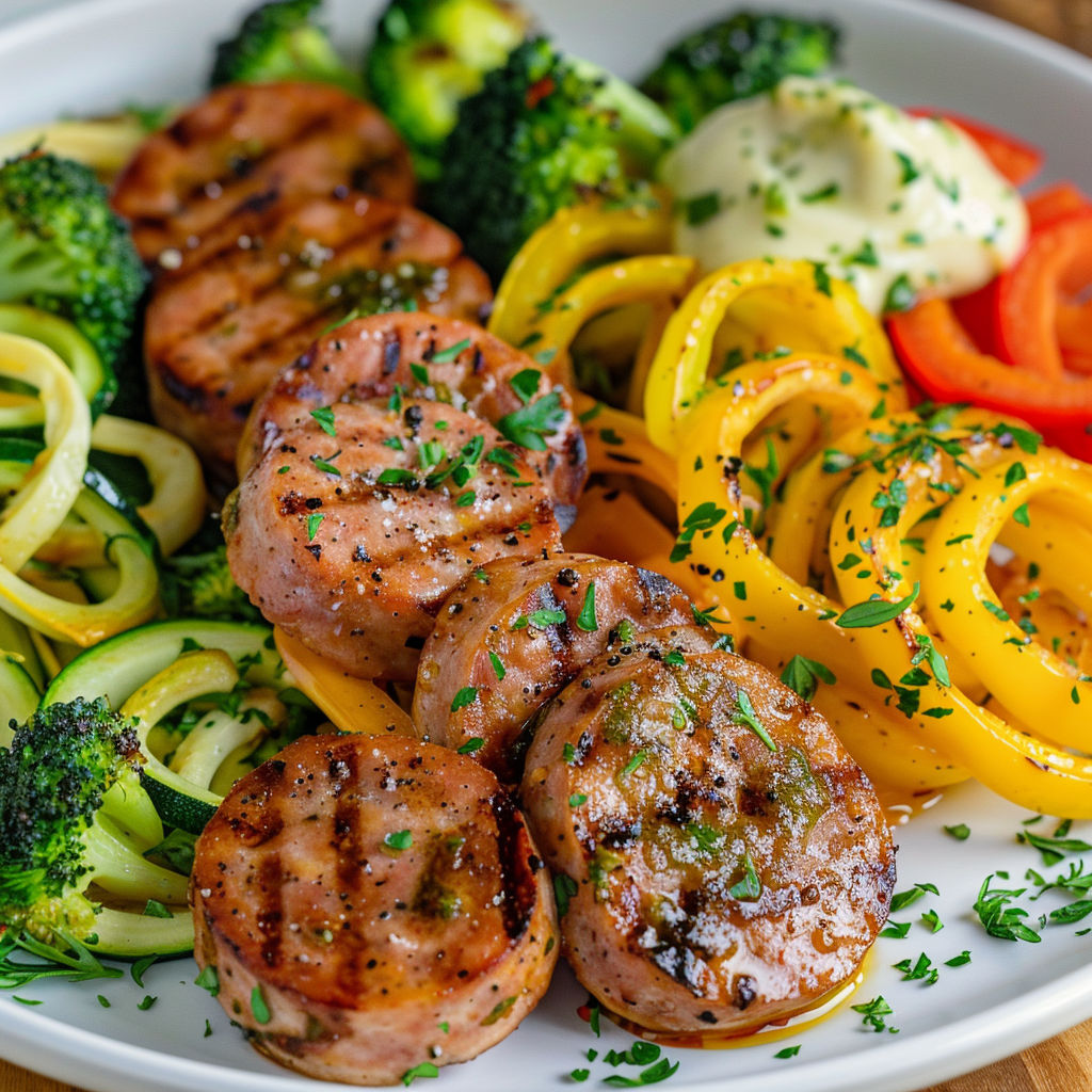 Une salade de viande grillée avec des légumes verts et des légumes rouges.
