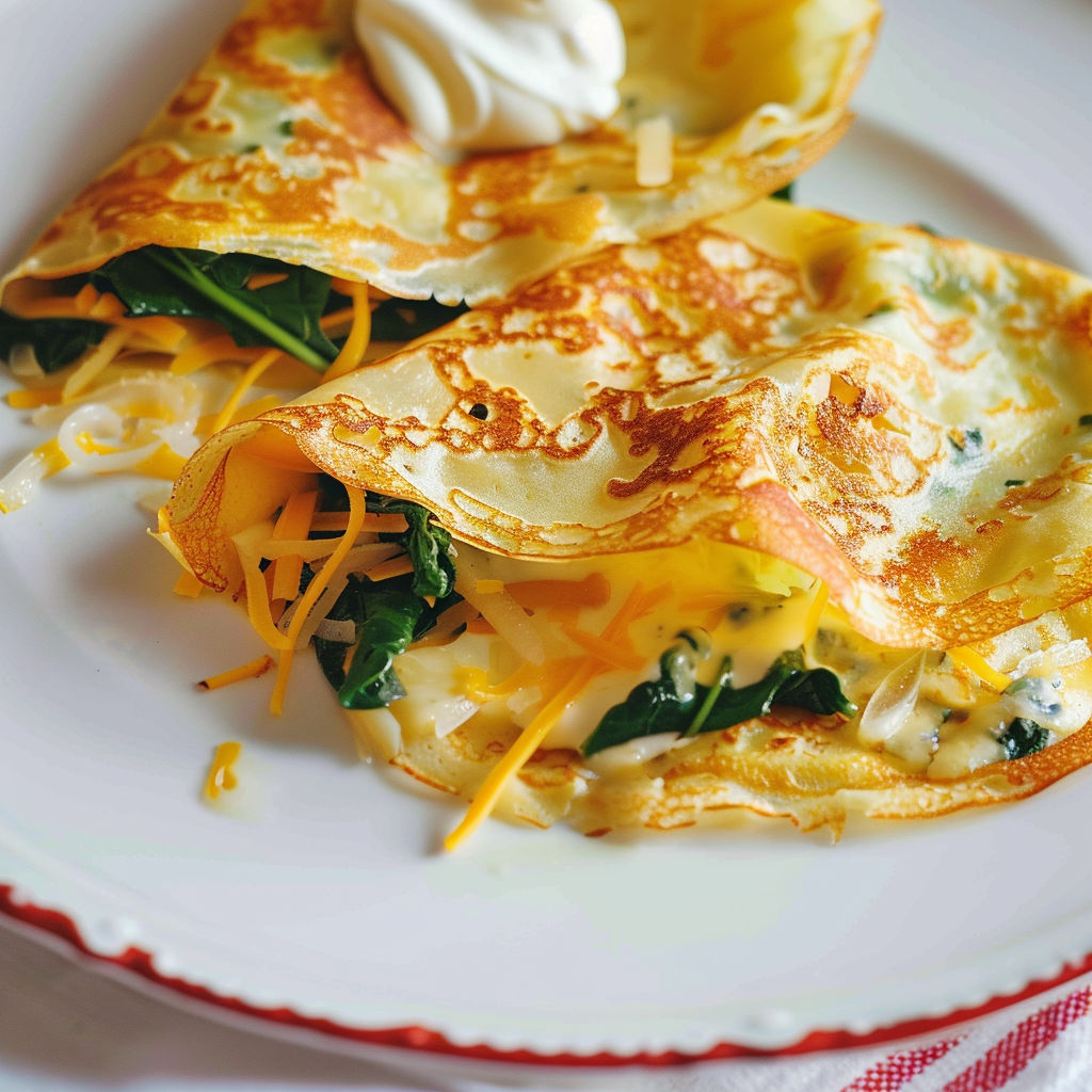 Une quiche aux herbes et au fromage, servie sur un plateau.