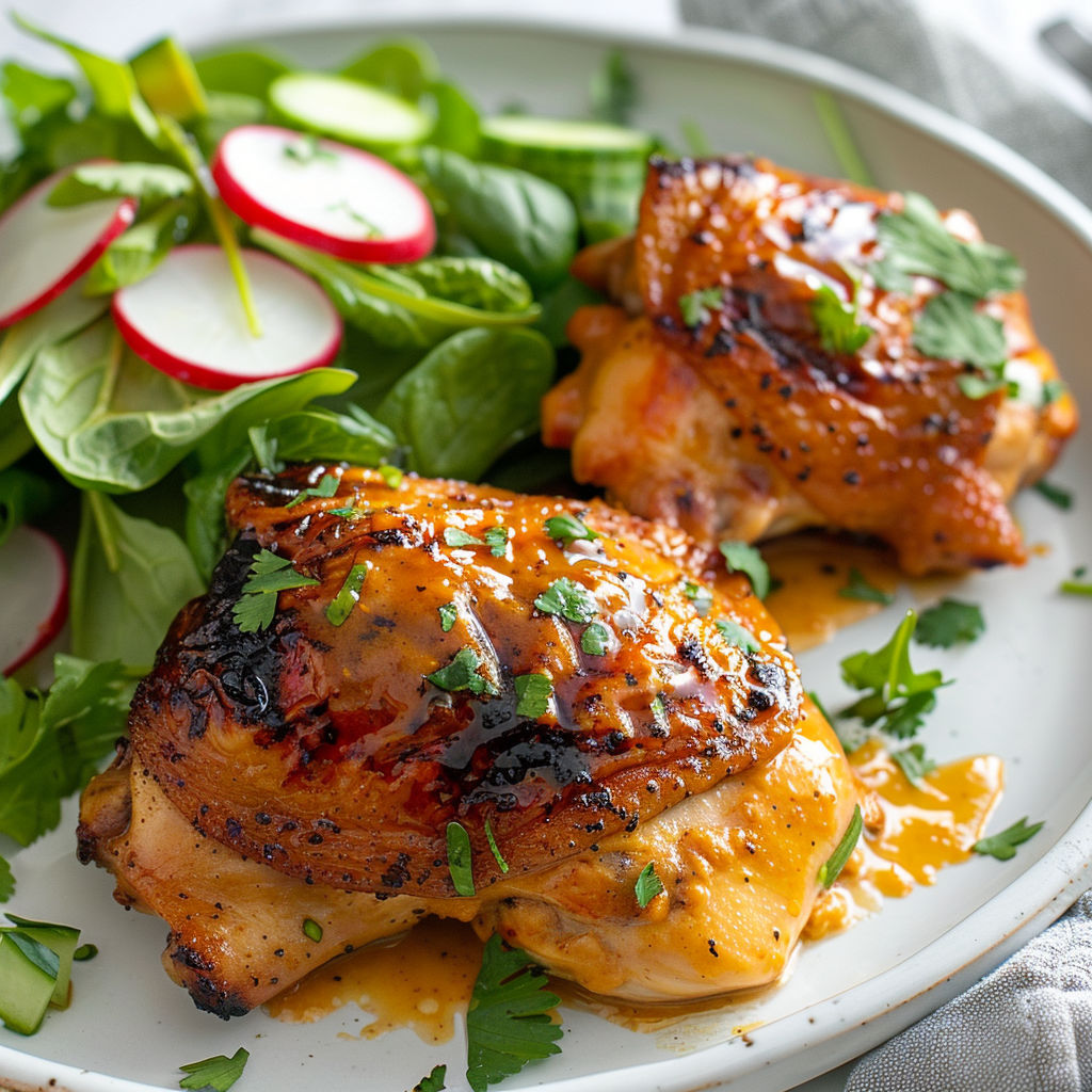 Une assiette de poulet croustillant avec une sauce asiatique aux arachides.