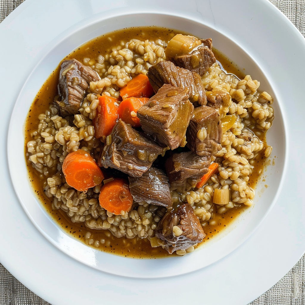 Une plate de riz et de viande avec une sauce au curry.