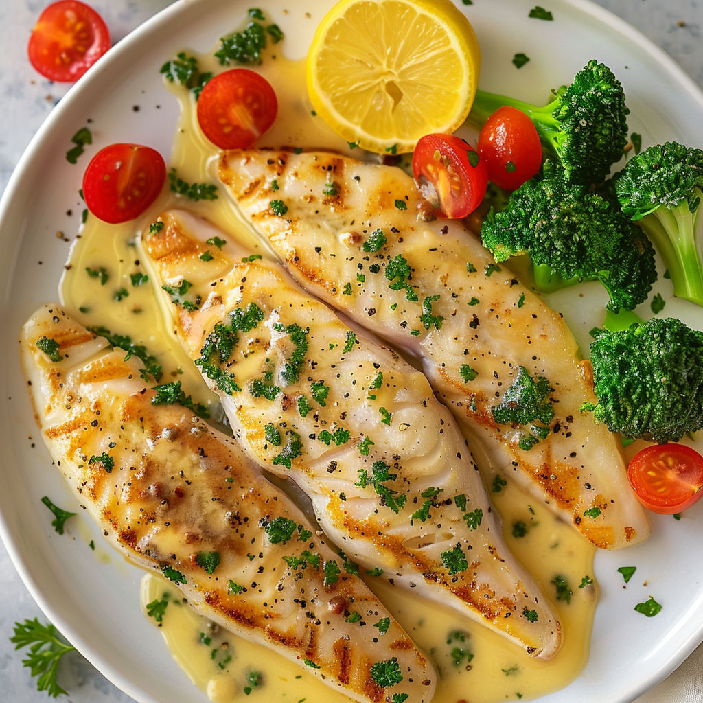Filets de sole dorés, nappés d'une sauce citronnée aux anchois et accompagnés de brocolis croquants.