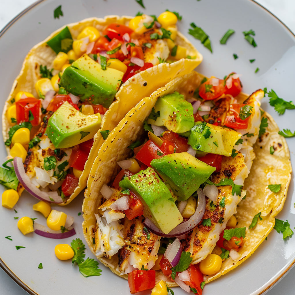 Une recette de tacos de poisson avec des légumes frais.