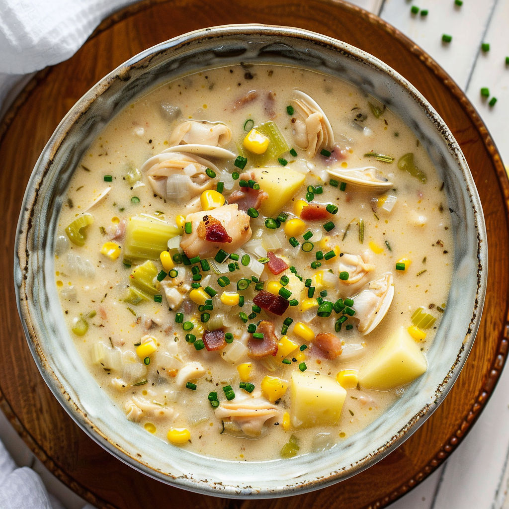 Une soupe chaude avec des légumes et des moules.