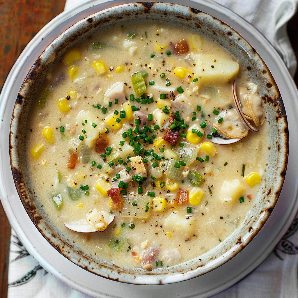 Une soupe chaude avec des légumes et des épices, servie dans un bol en terre.