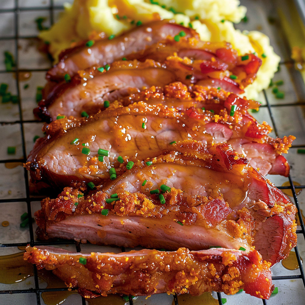 Filets de porc en croûte croustillante au bacon et moutarde miel.