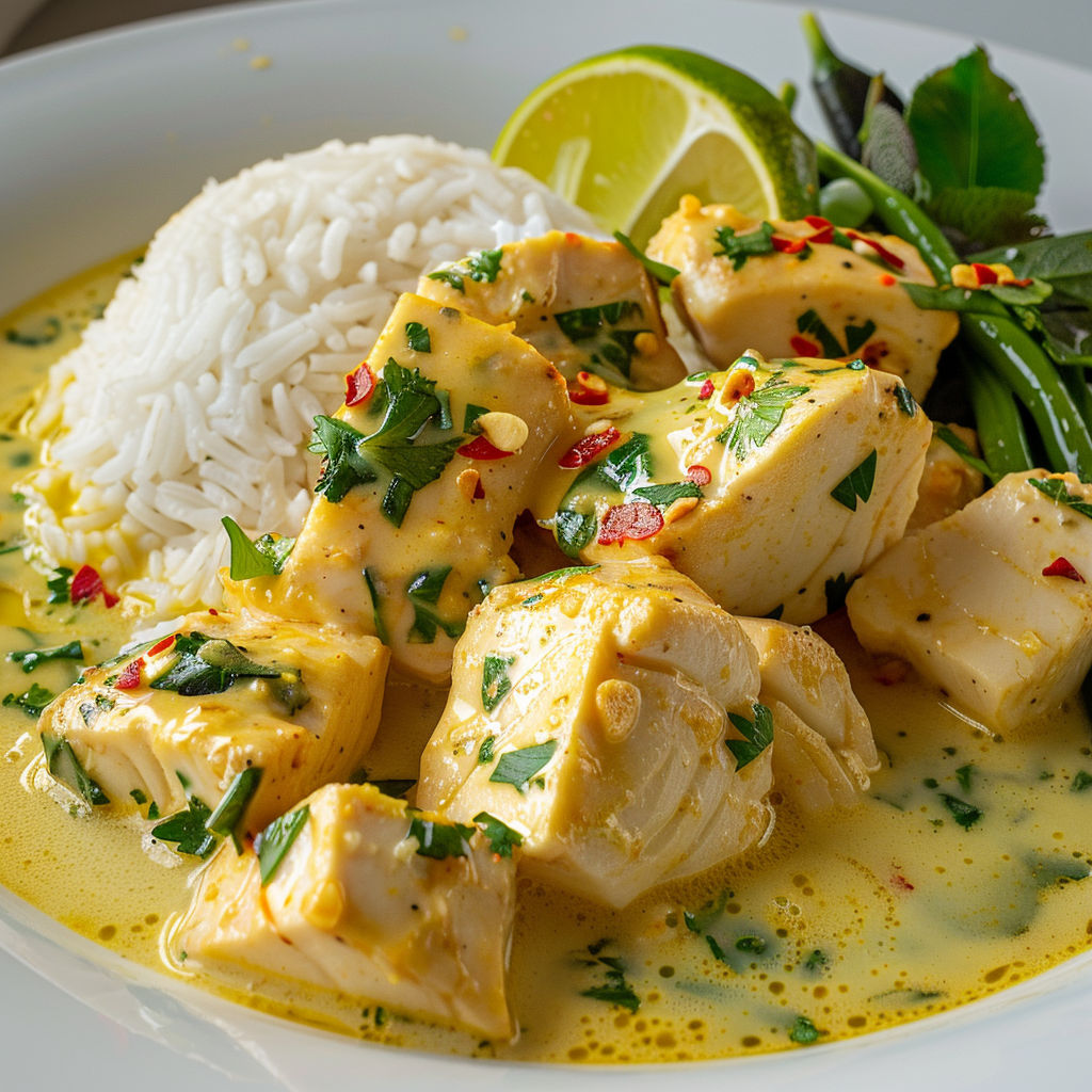 Plate of food with chicken, rice, and lime.