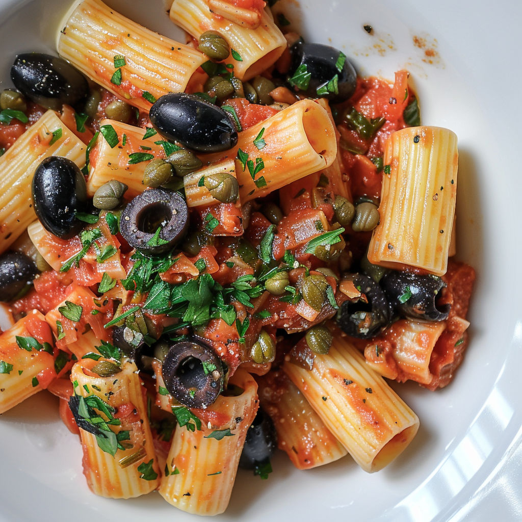 Une recette de Penne à la sauce tomate et olives vertes.