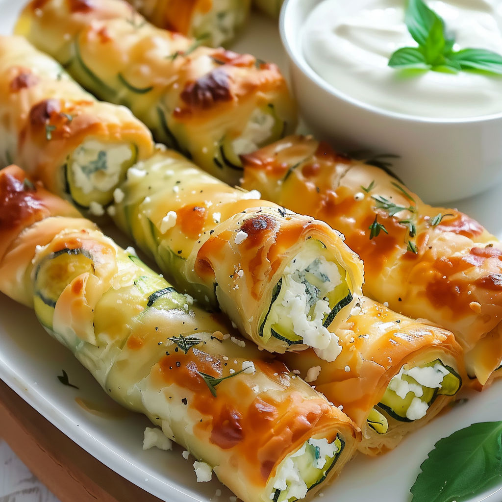 Plate of Rouleaux de Courgettes au Fromage.