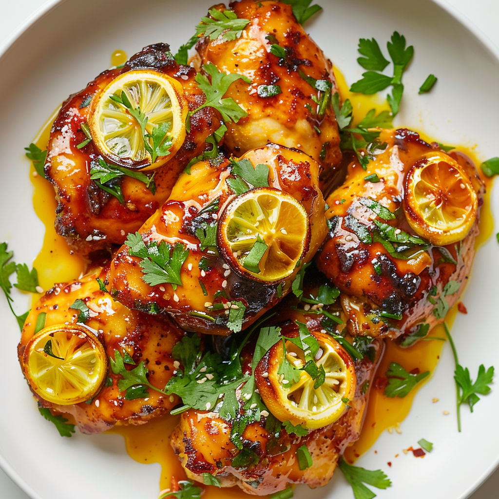 Poulet grillé avec des citrons confits et des herbes, d'après la recette Poulet Ottolenghi au Citron Confits.