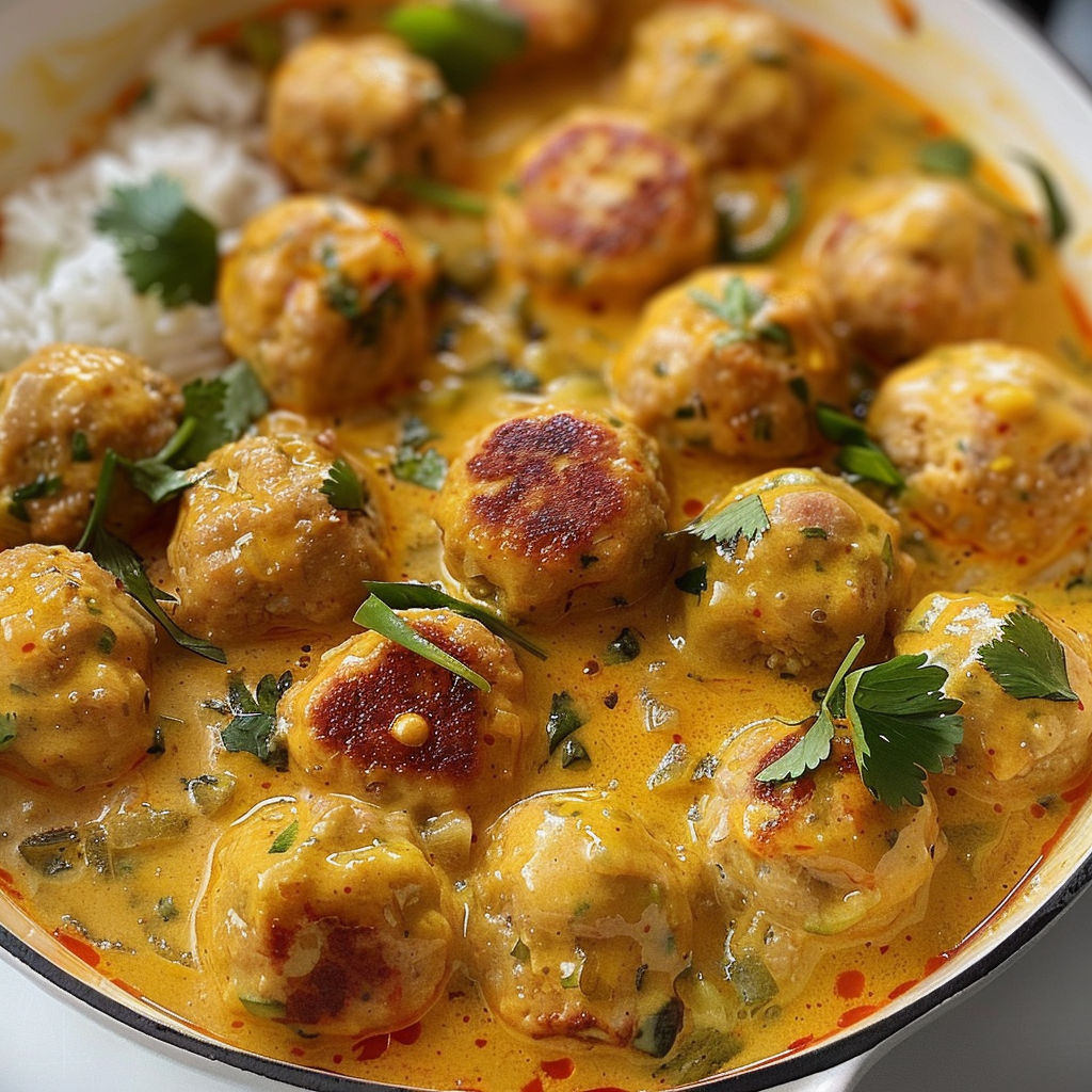 Boulettes Indonésiennes au Poulet & Coco, une recette de boulettes de poulet dans un bouillon épicé.