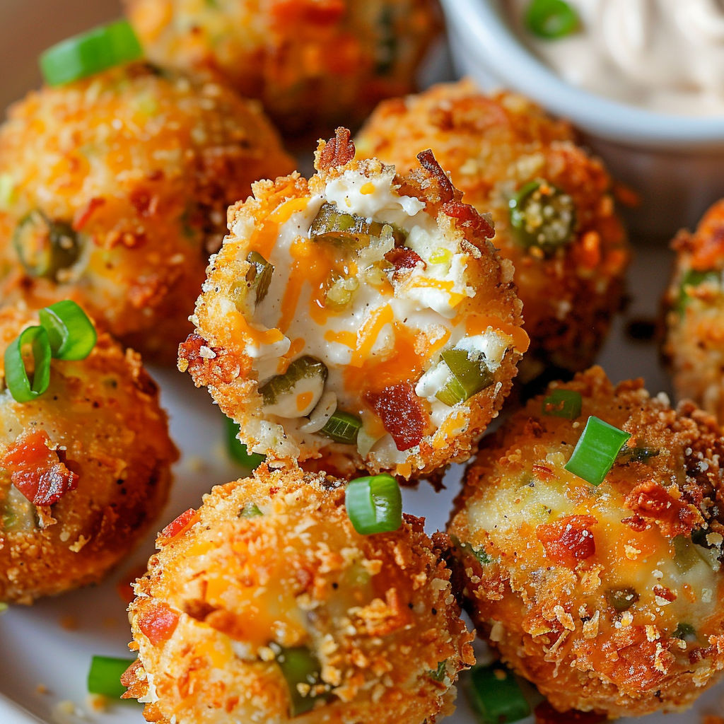 Des bombes croustillantes au fromage et piment, prêts à être mangées.