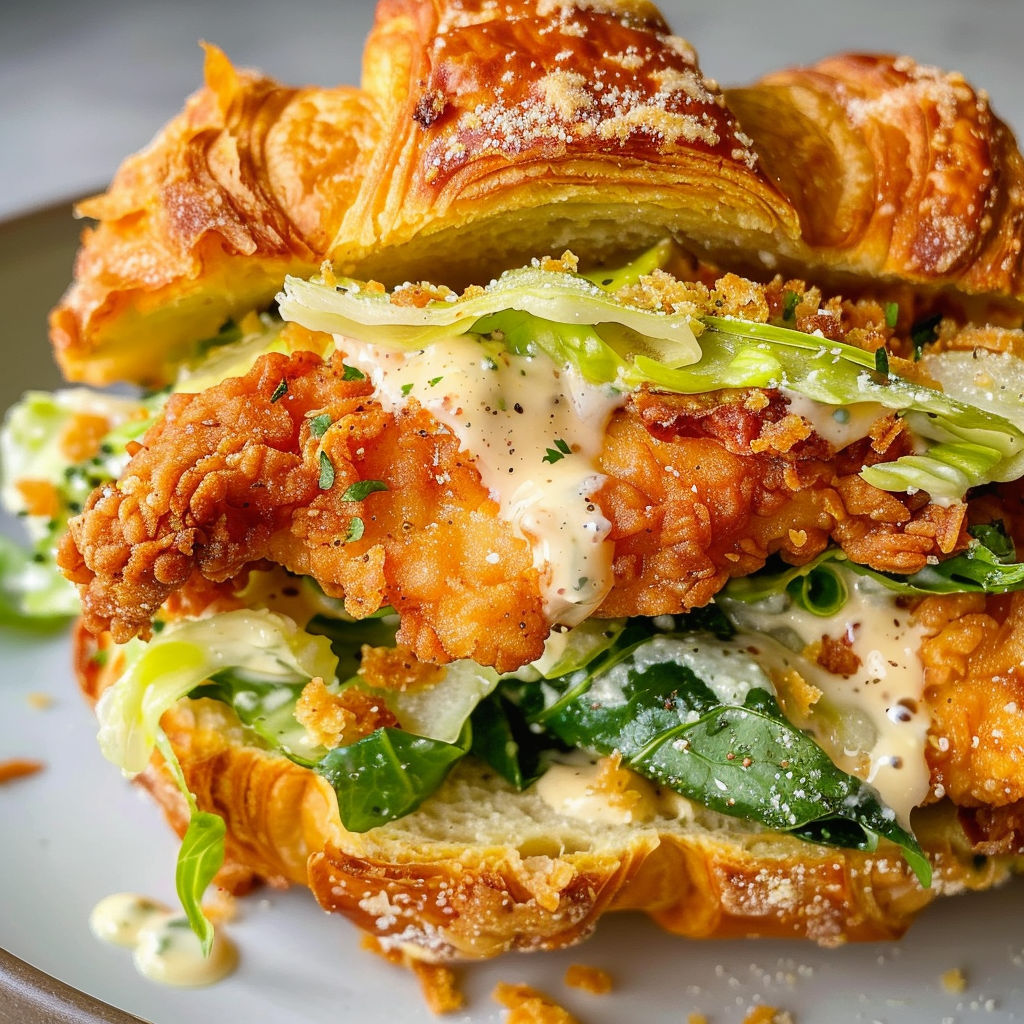 Une sandwich de poulet avec des légumes et des herbes, accompagnée d'une sauce au yaourt.