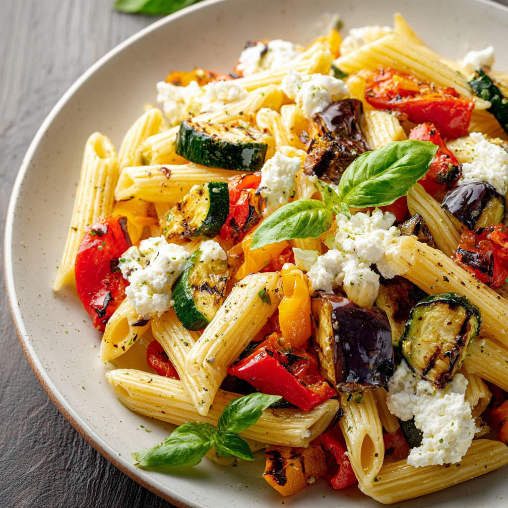 Une recette de spaghetti à la sauce tomate et aux légumes, avec des pâtes, des tomates, des courgettes, des épinards et des herbes.