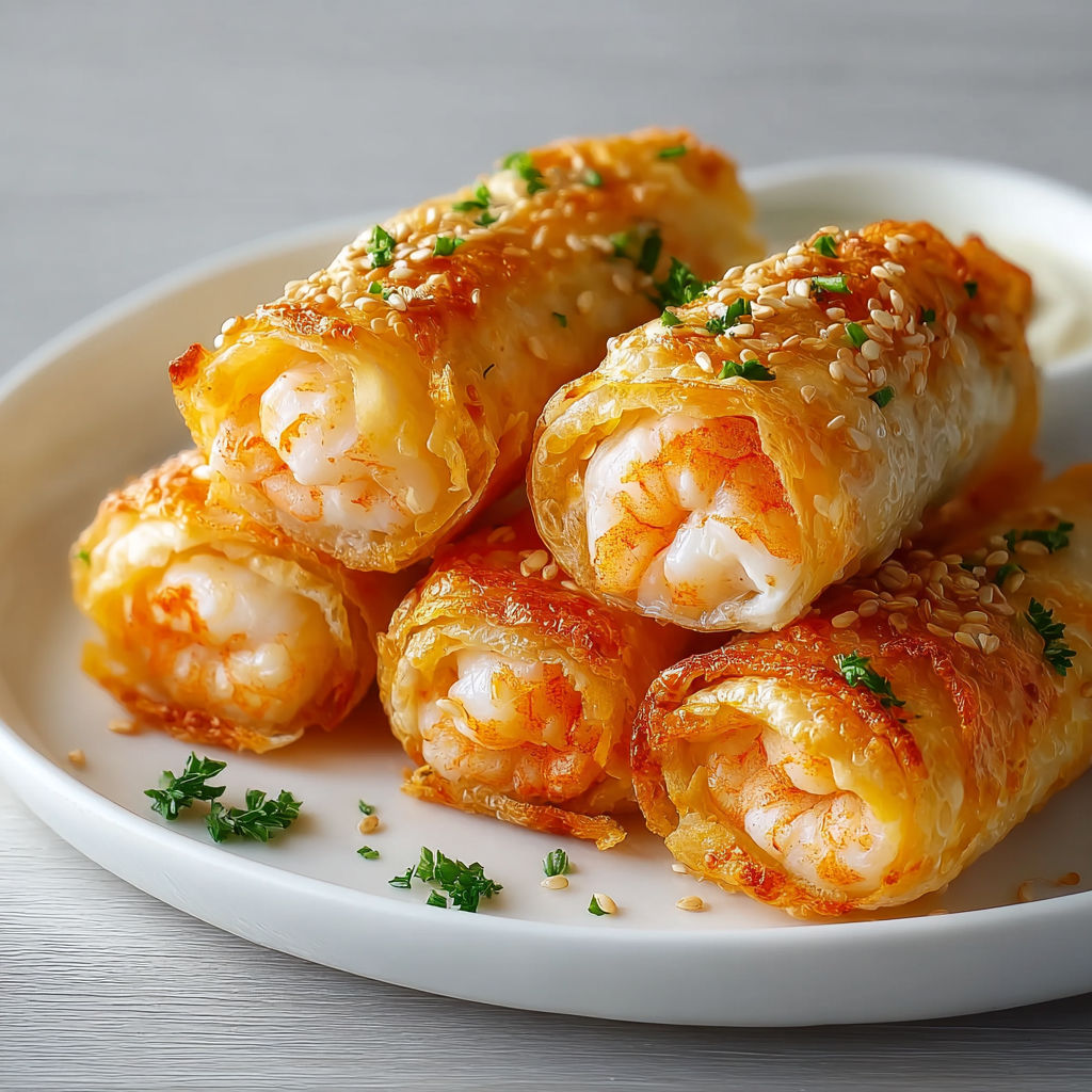 Une recette de crepes de langoustine et de pâte brisée, servies sur un plateau.