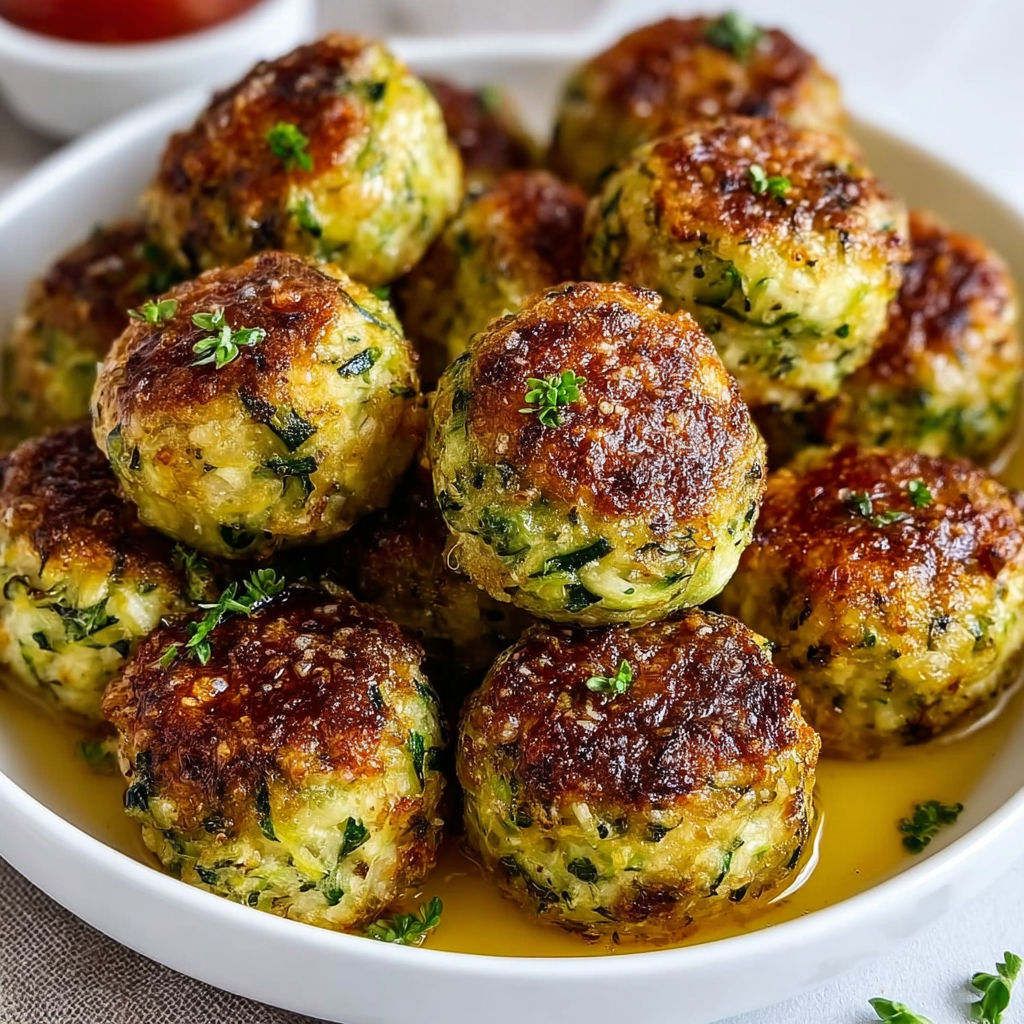 Boulettes légères de courgettes rôties, un délice végétarien au four.