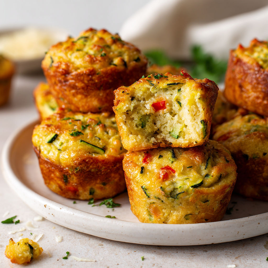 Une plaque contenant des mini muffins aux courgettes et fromage.