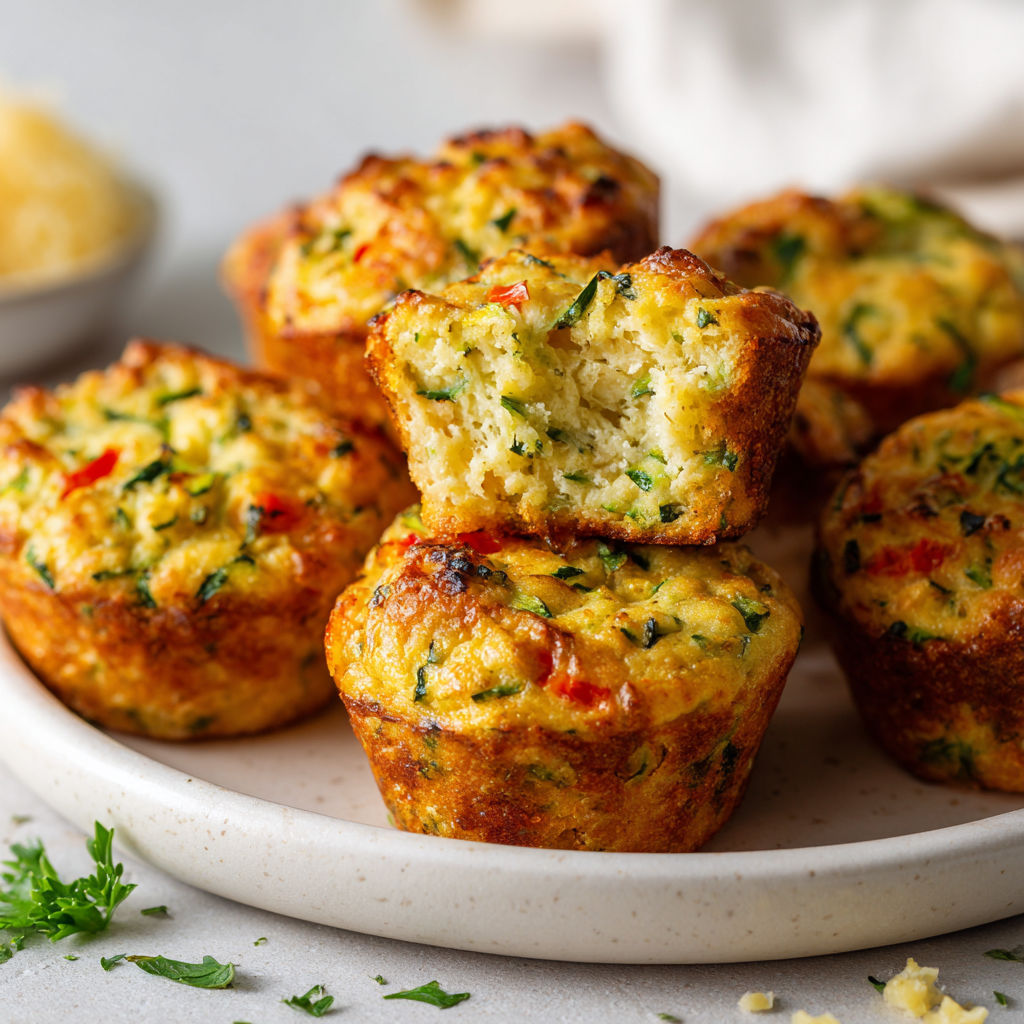 Petits muffins salés courgette-poivron, parfaits pour l'apéro.