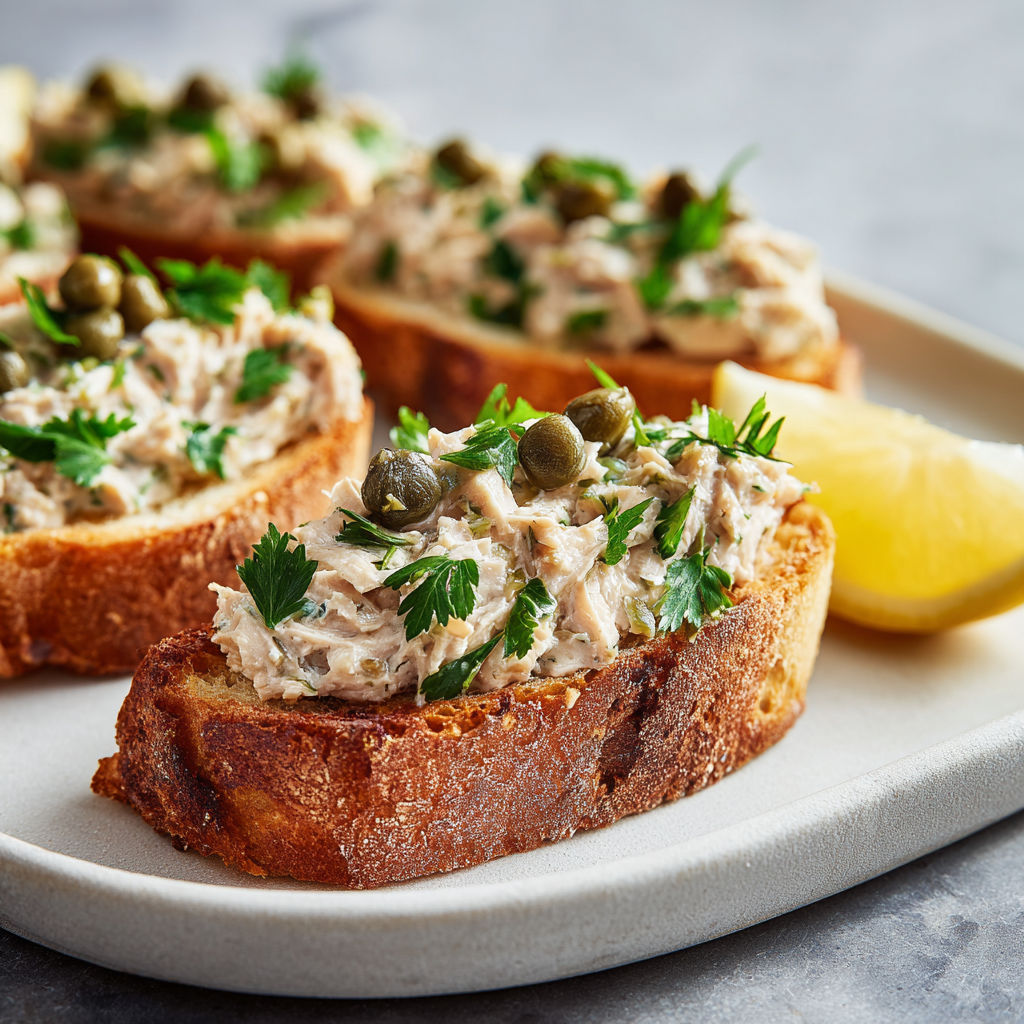 Plate of toast with cucumber and tuna salad.
