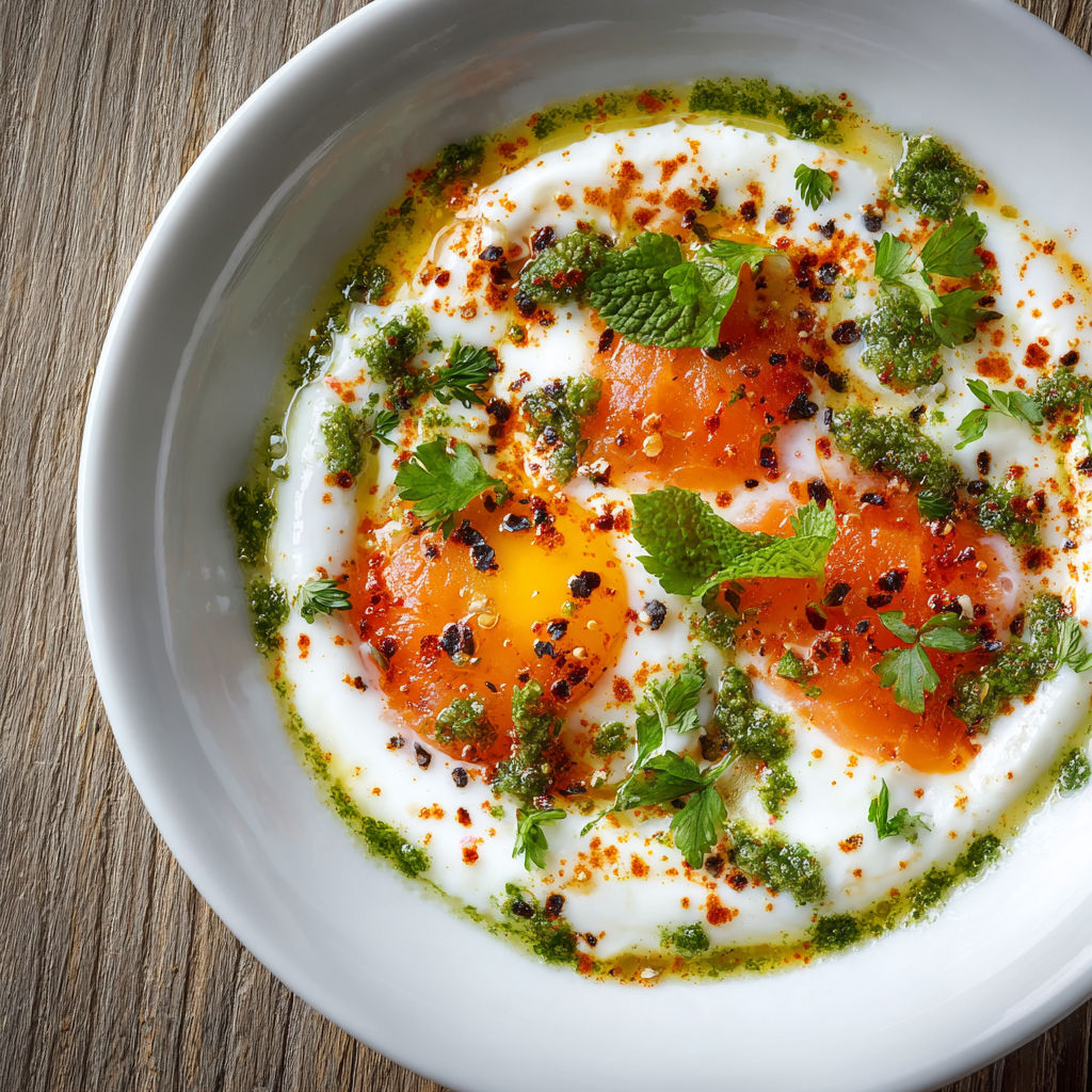 Une salade de carpaccio de melon, saumon et pesto, servie dans un bol blanc sur une table de bois.