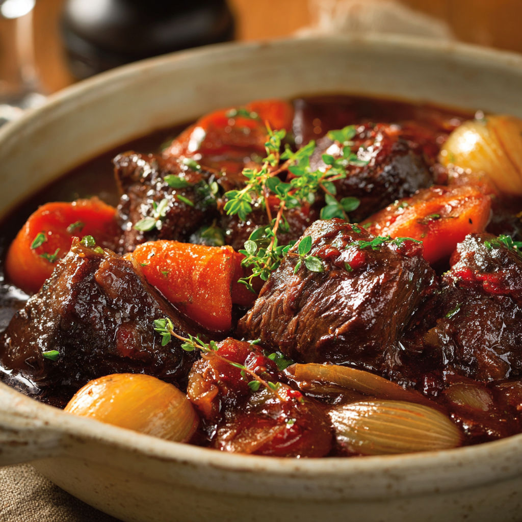 Un pot de bouillon avec des carottes, des oignons et des herbes.