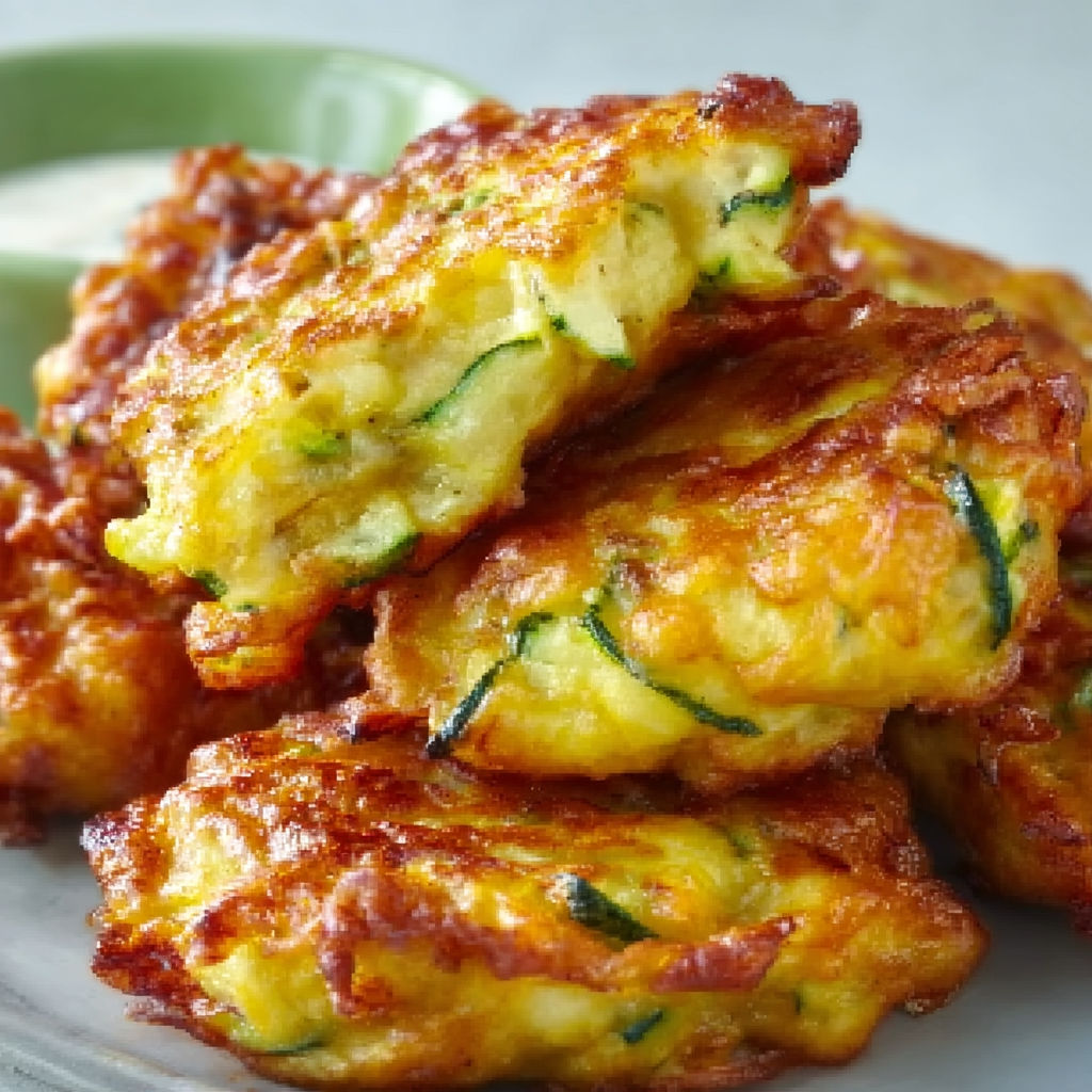 Beignets de courgettes à la cuillère, une recette savoureuse et délicieuse.