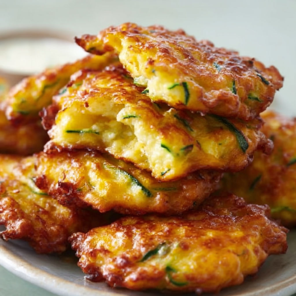 Beignets de courgettes à la cuillère, une recette savoureuse et délicieuse.