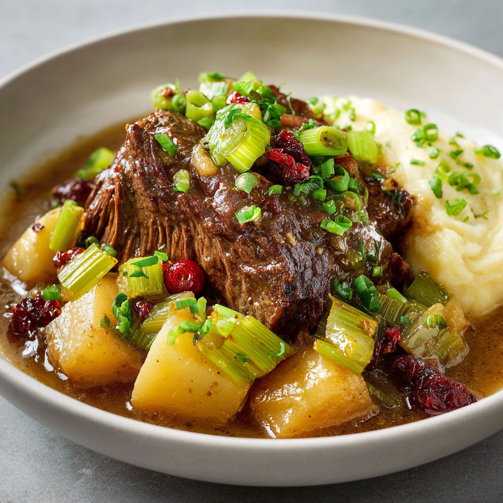 Une recette de boeuf grillé avec des légumes verts et des pommes de terre.