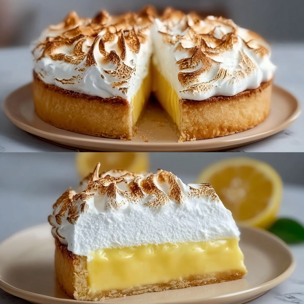 Une tarte aux pommes garnie de crème pâtissière et de crème fouettée, accompagnée d'un yaourt nature.