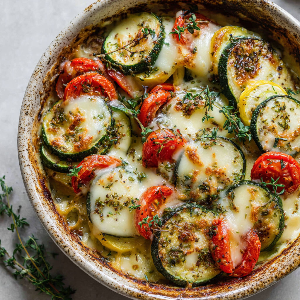 Une recette de pizza maison avec des courgettes, des tomates, des herbes et du fromage.
