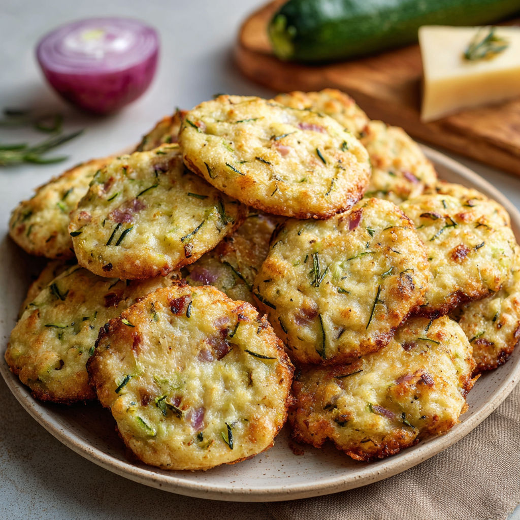 Une pile de biscuits de pâte à tartes, accompagnée de légumes verts et de fromage.