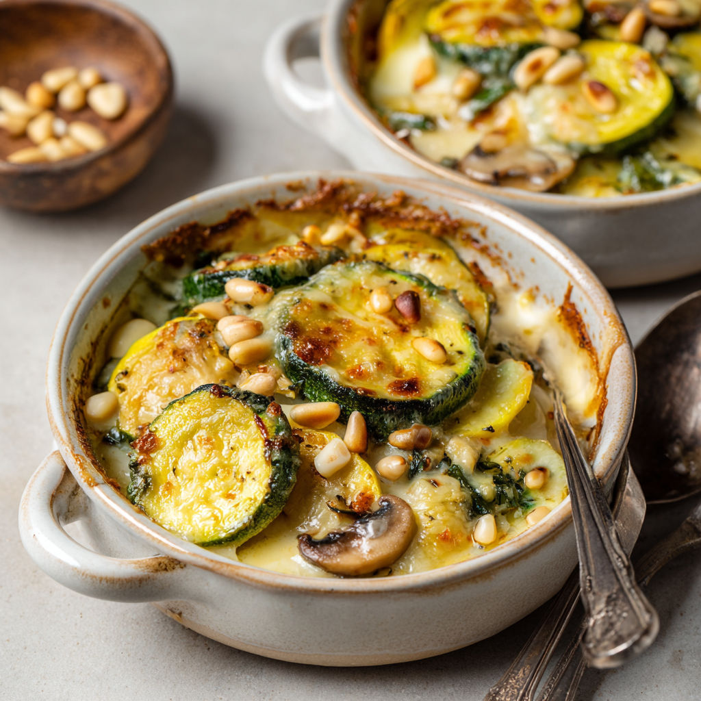 Une recette de casserole de courgette et noix de cajou.