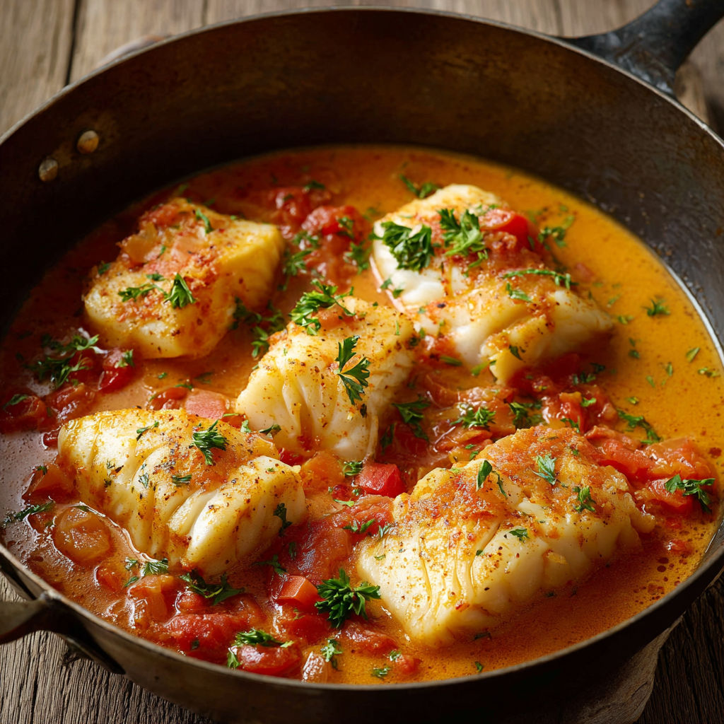 Une poêle contenant des poissons rôtis avec des légumes et des tomates.