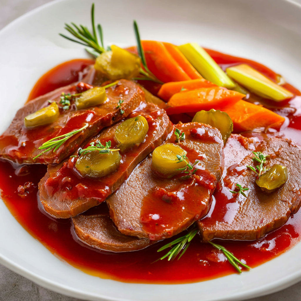 Une recette de steak grillé avec des légumes et une sauce rouge.