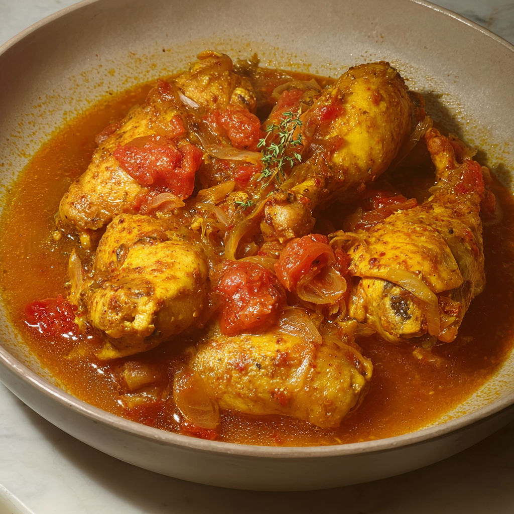 Un bouillon de poulet avec des légumes et des tomates.
