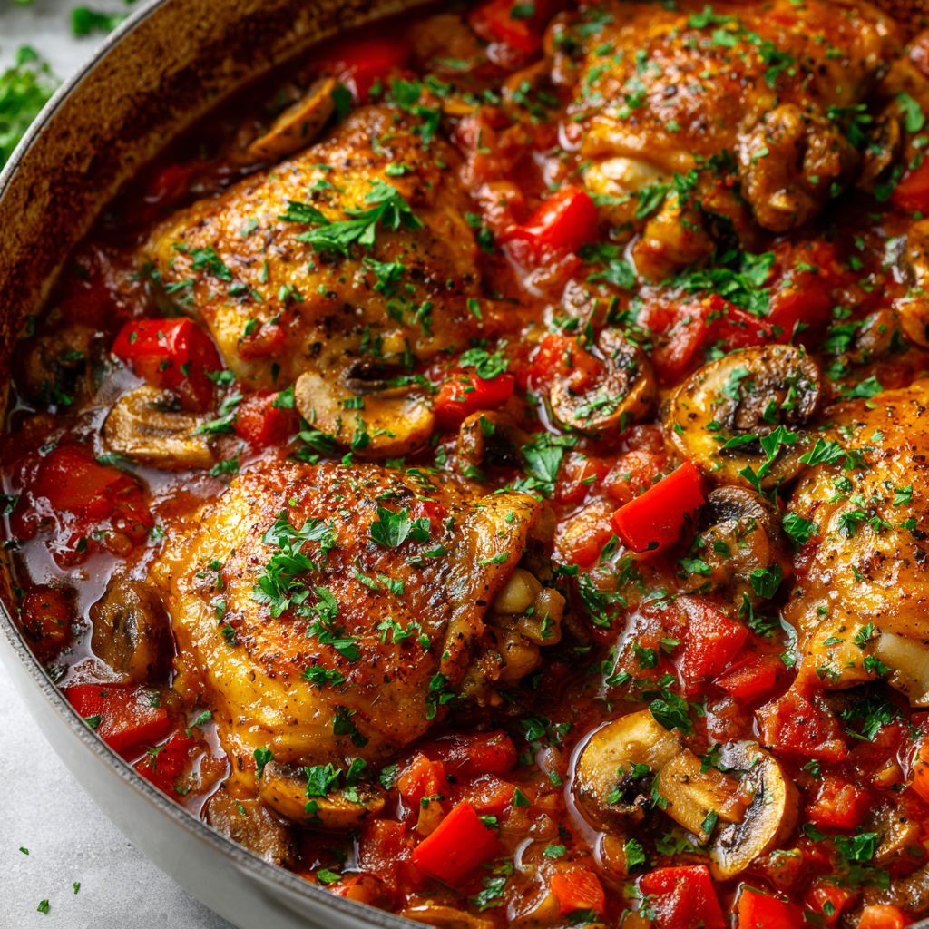 Un bouillon de poulet avec des champignons et des épinards.