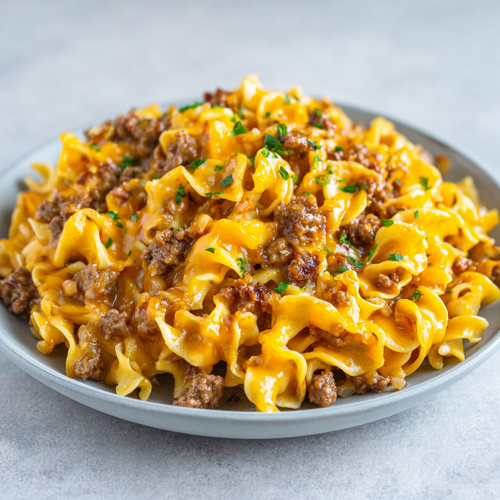 Une recette de macaroni et sauce cheddar, servie sur un plateau.