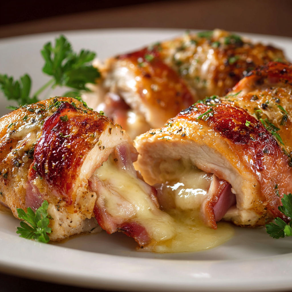 Une recette de poulet en croissant avec des herbes et du fromage.