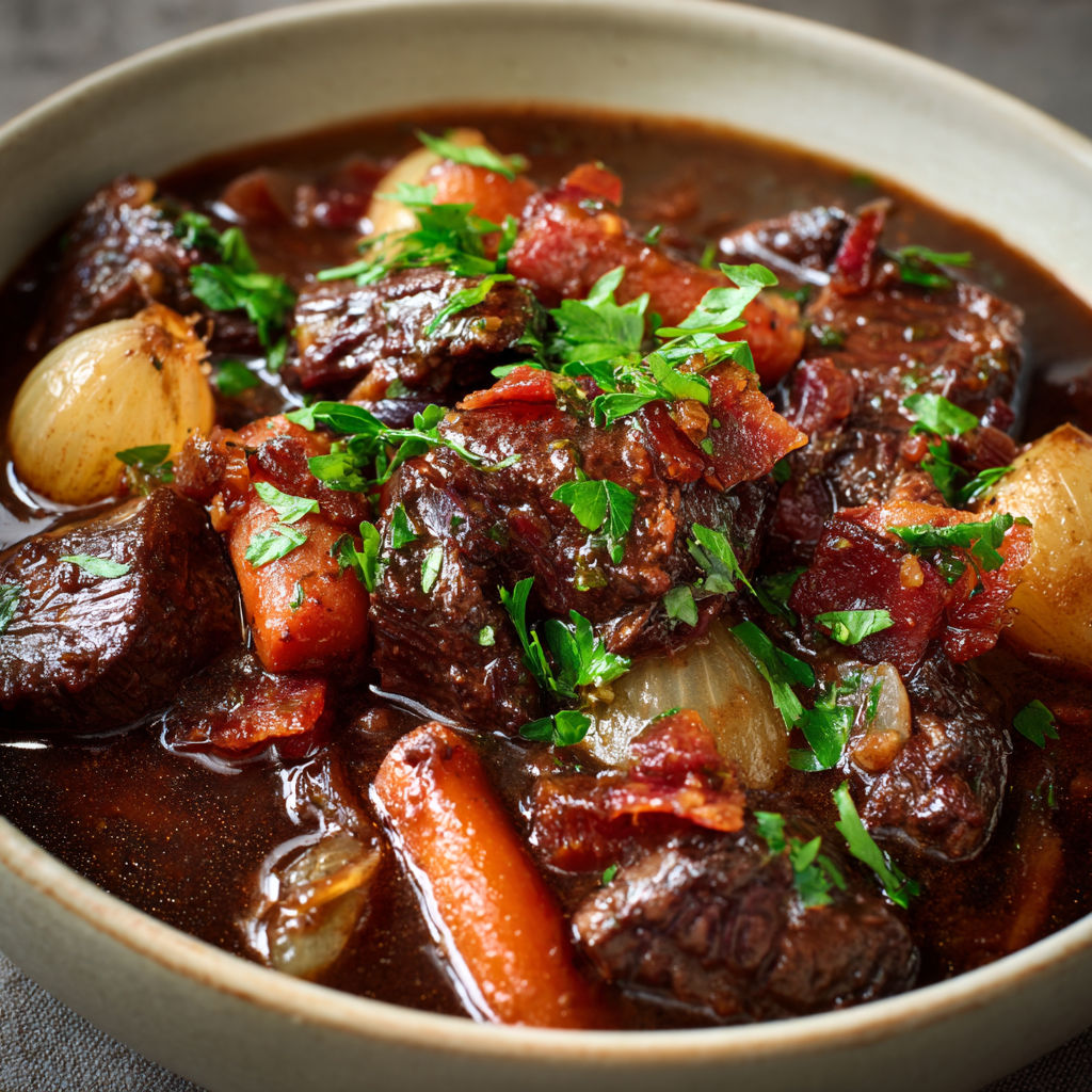 Un plat de viande de boeuf avec des carottes et des herbes.
