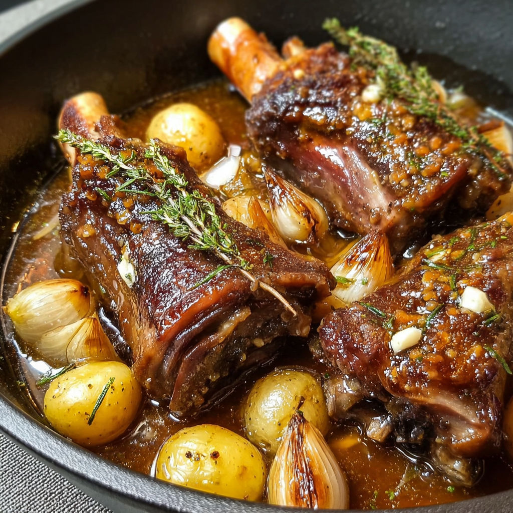 Découpez des côtes de boeuf et faites-les cuire dans une sauce de viande. Servez avec des pommes de terre et des herbes fraîches pour un délicieux plat de boeuf à la viande.