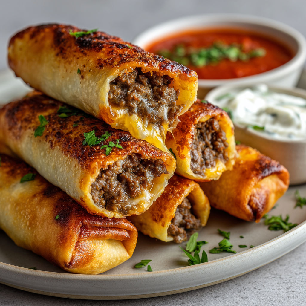 Cigares croustillants viande-fromage, une recette savoureuse.