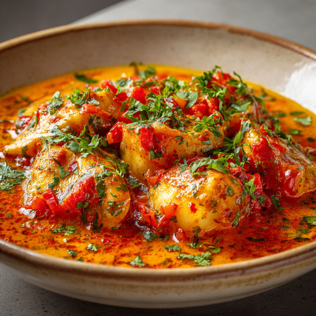 Une recette de bouillabaisse est servie dans un bol en céramique.