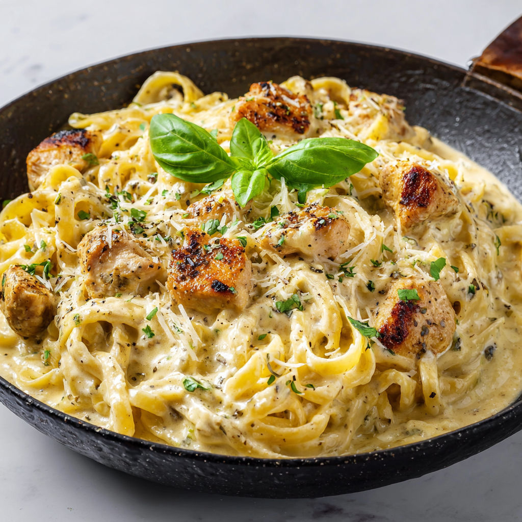Une recette de spaghetti à la sauce tomate avec des légumes verts et des chicken.