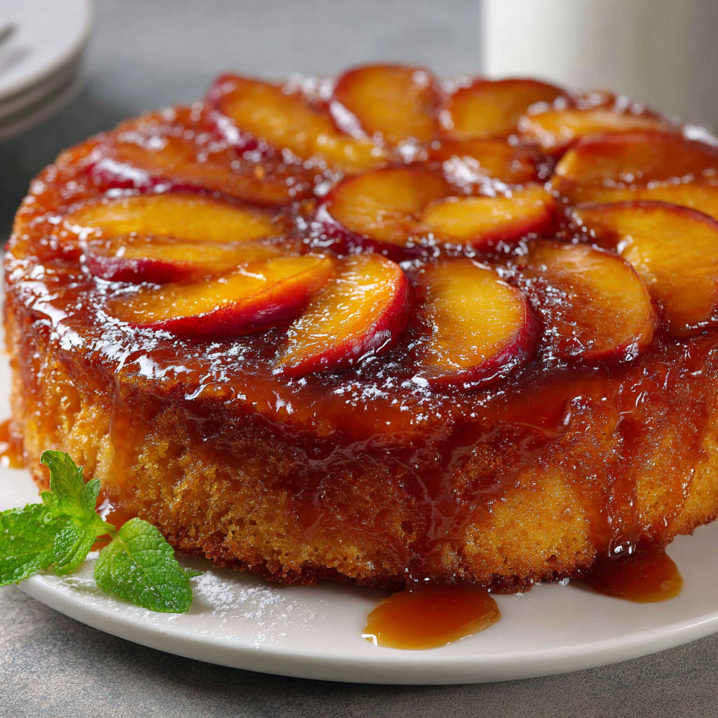 Une tarte aux fruits, garnie de miel et de menthe, est servie sur un plateau.