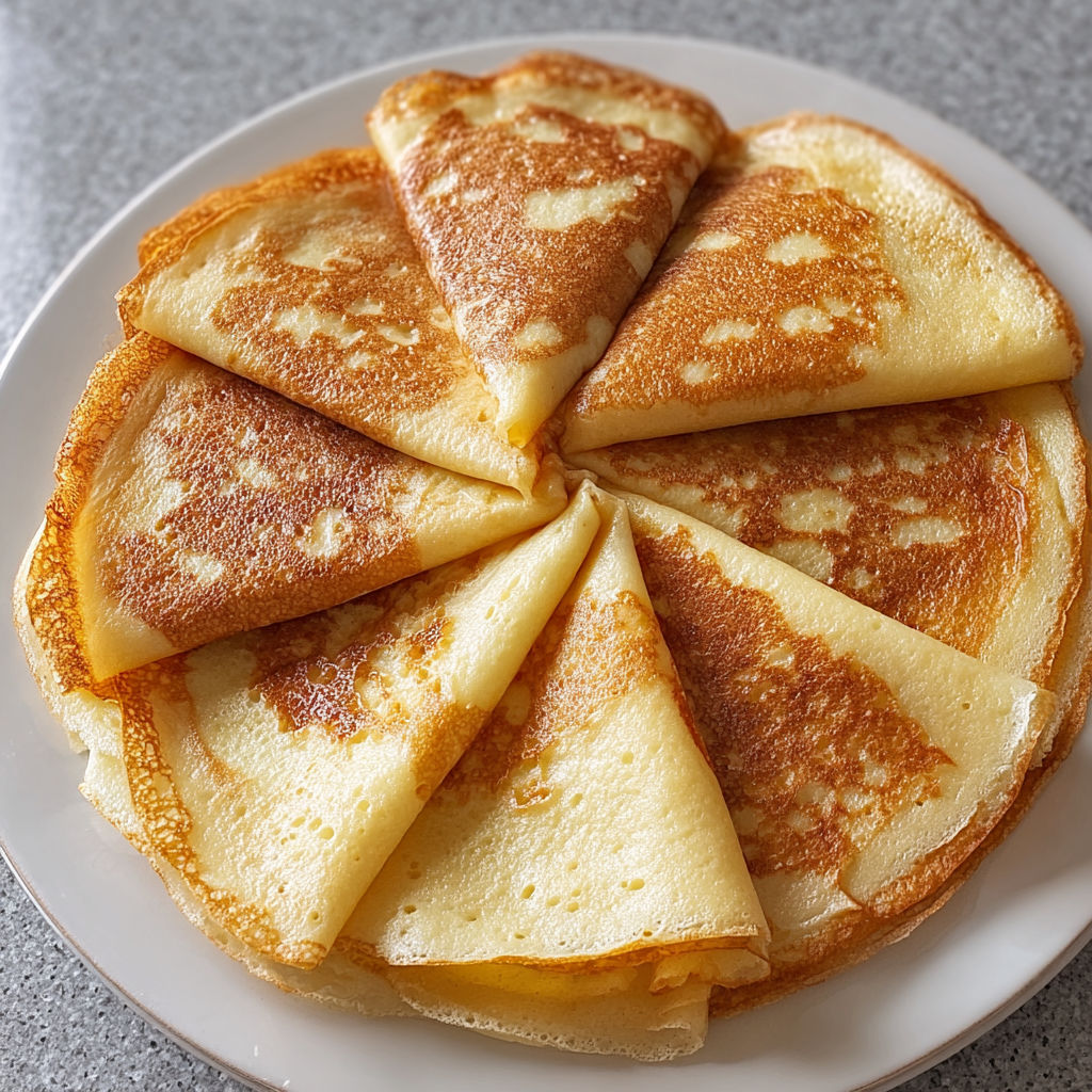 Une tranche de crêpe au beurre et aux œufs, servie sur un plateau.