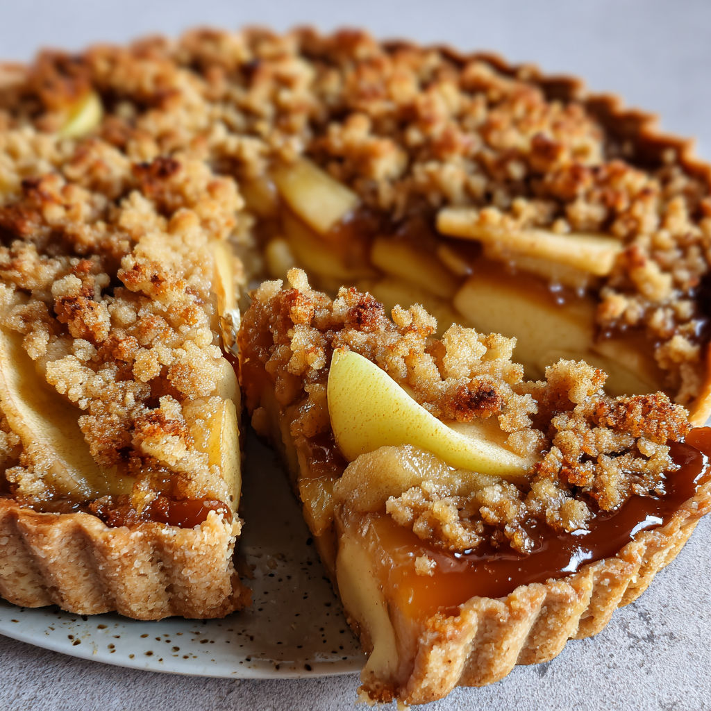Une tarte aux pommes chaude et croustillante, avec une part de cruste et une part de compote.