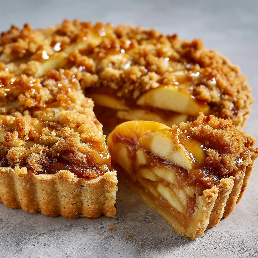 Une tarte aux pommes délicieuse, avec une pâte croustillante et des fruits frais.