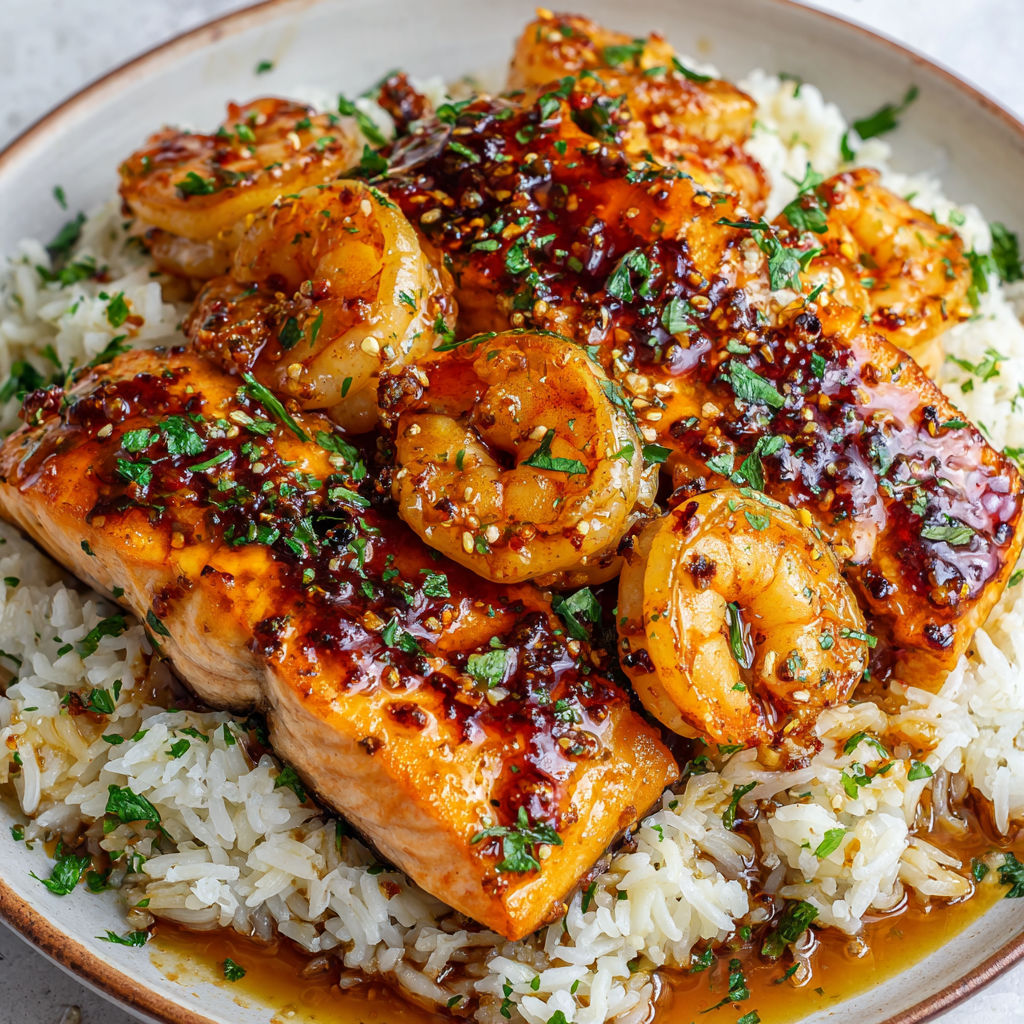 Une recette de poisson grillé avec des légumes et des herbes, servie sur du riz.
