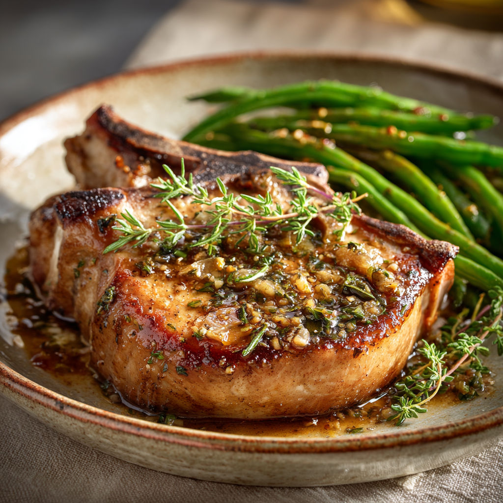 Une viande grillée avec des épices et des légumes verts.