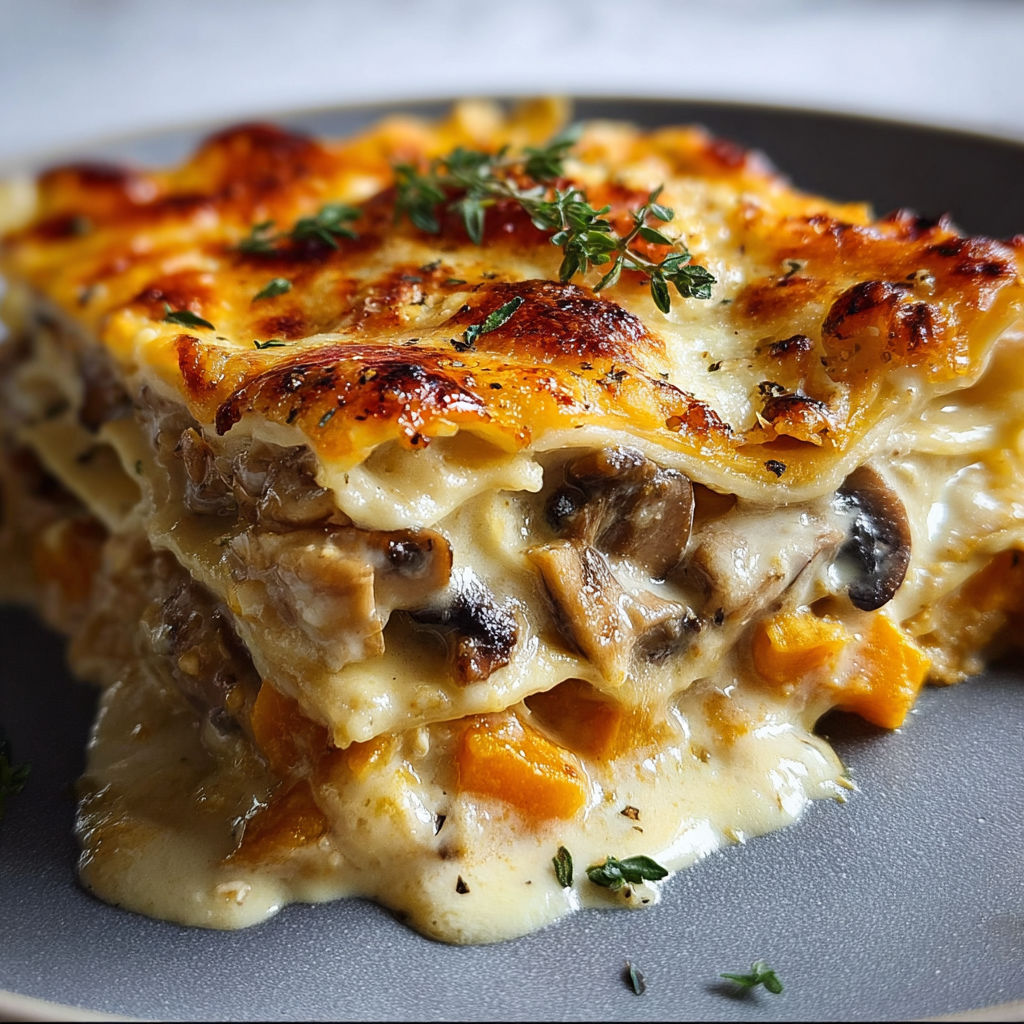 Une tarte au citron et aux champignons, servie sur un plateau.